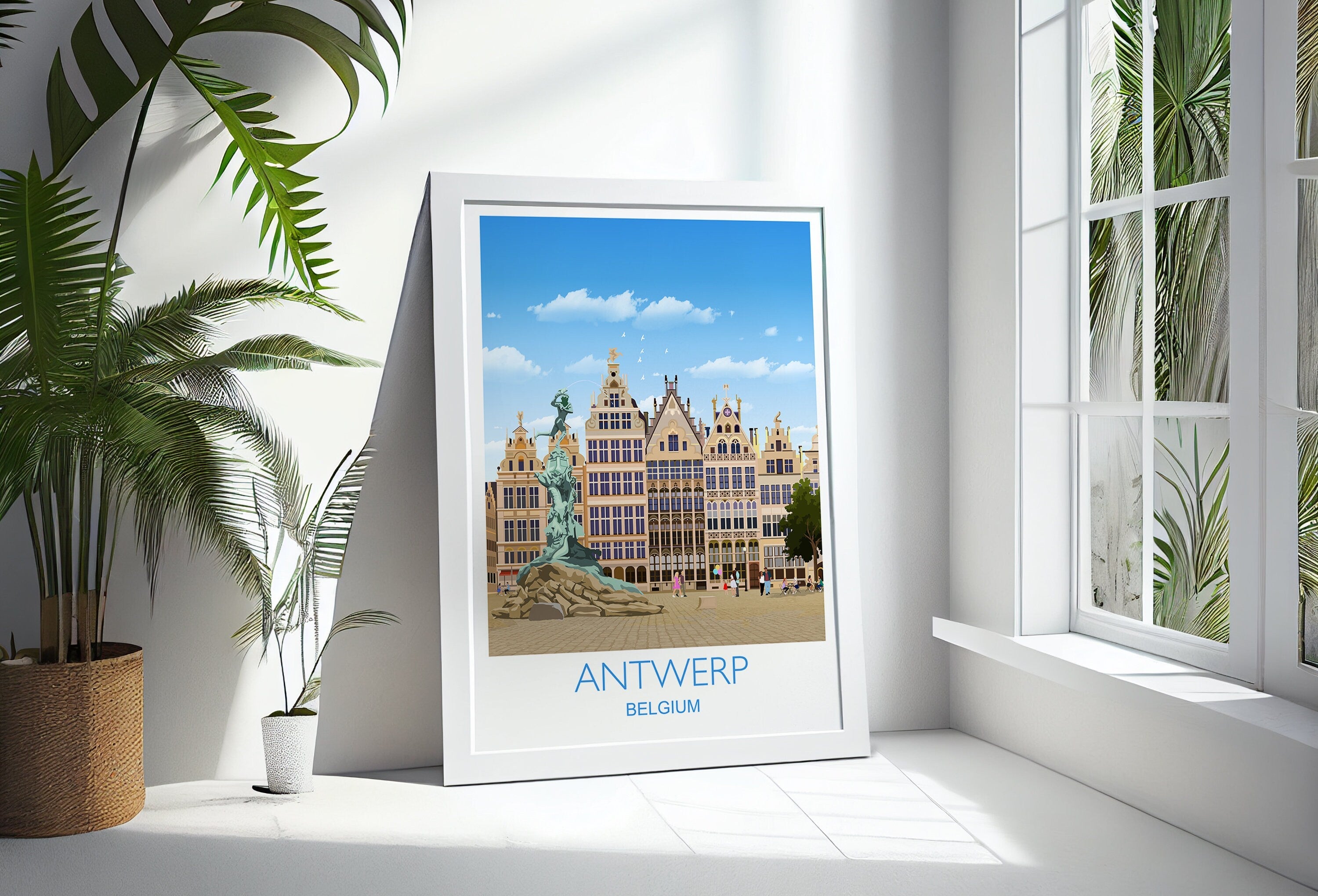 Antwerp Travel Print, Travel Poster of Antwerp , Belgium, Antwerp Art Lovers Gift, Belgium City Wall Art Print NQ Media Designs