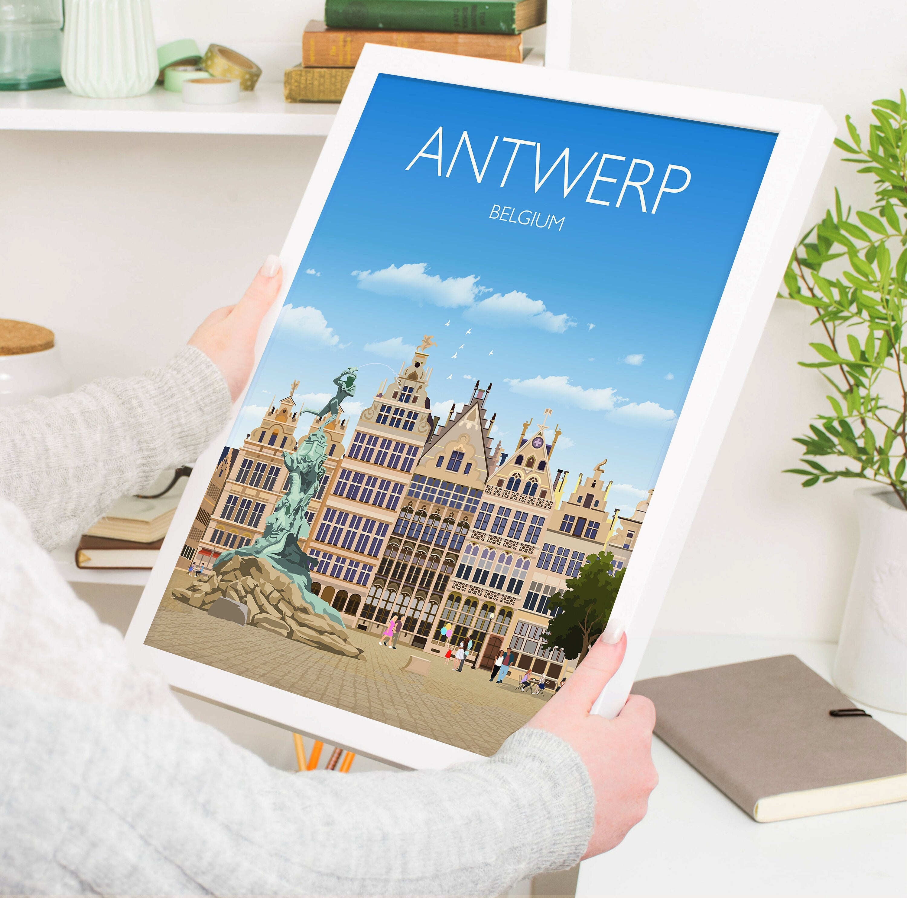 Antwerp Travel Poster, Travel Print of Antwerp , Belgium, Antwerp Art Lovers Gift, Belgium City Wall Art Print NQ Media Designs