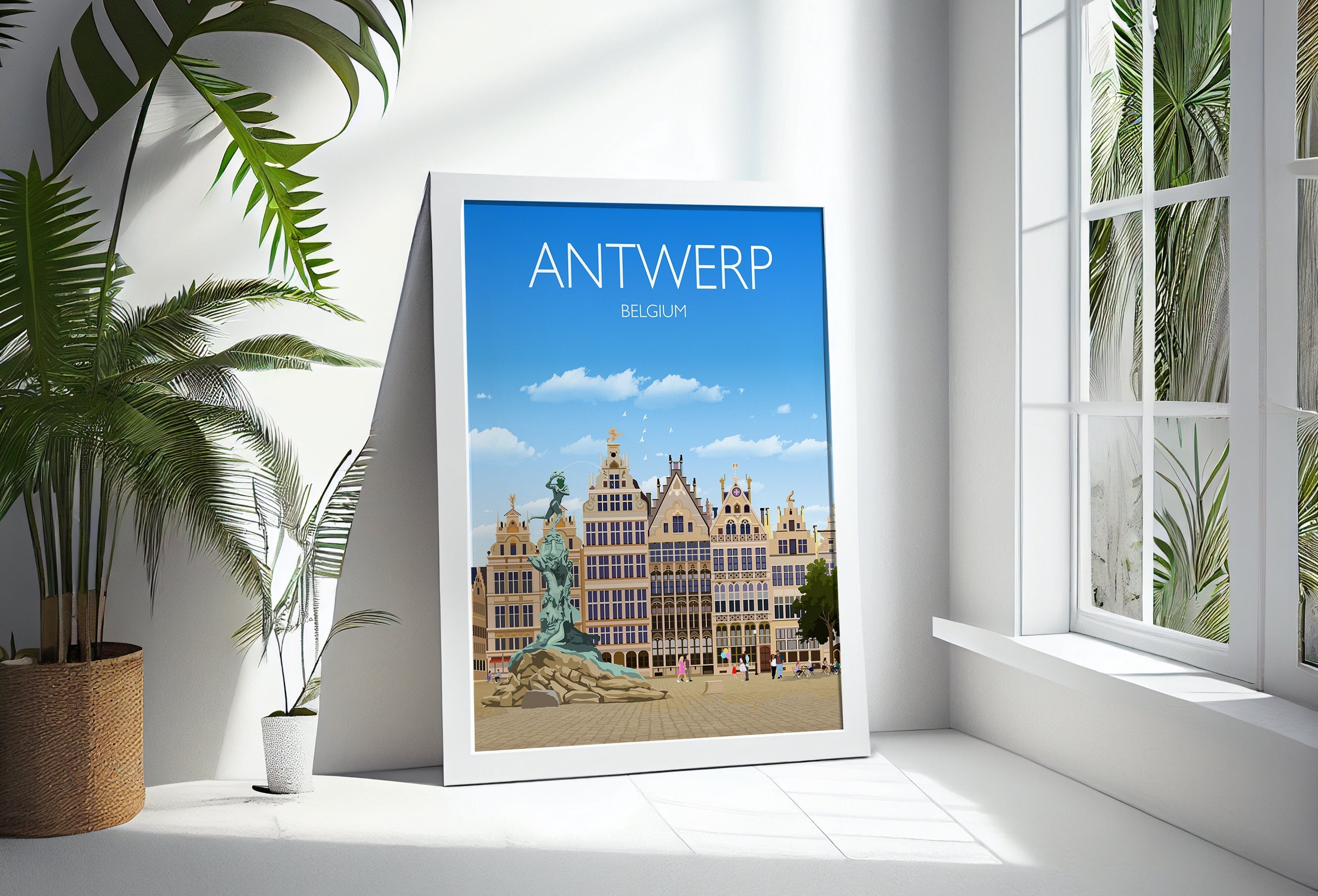 Antwerp Travel Poster, Travel Print of Antwerp , Belgium, Antwerp Art Lovers Gift, Belgium City Wall Art Print NQ Media Designs