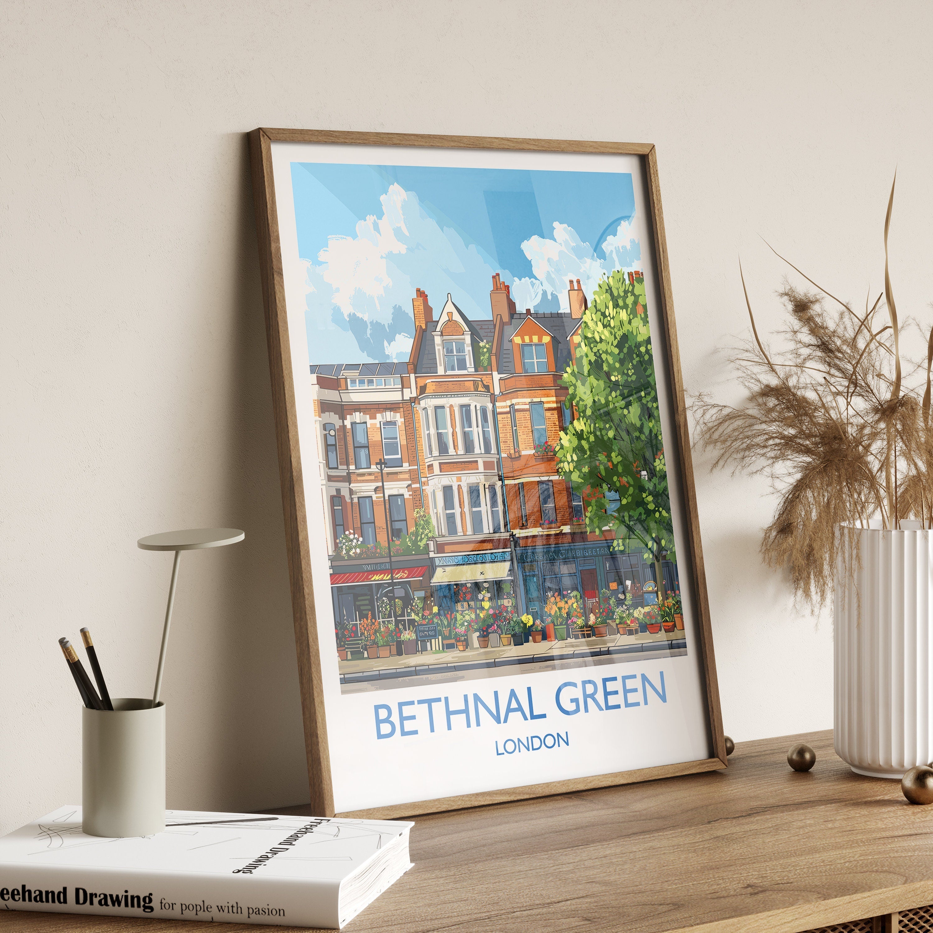 Bethnal Green Travel Poster, Travel Print of Bethnal Green, London Poster, Bethnal Green Art Gift, London Art Lovers UK Travel Gift NQ Media Designs