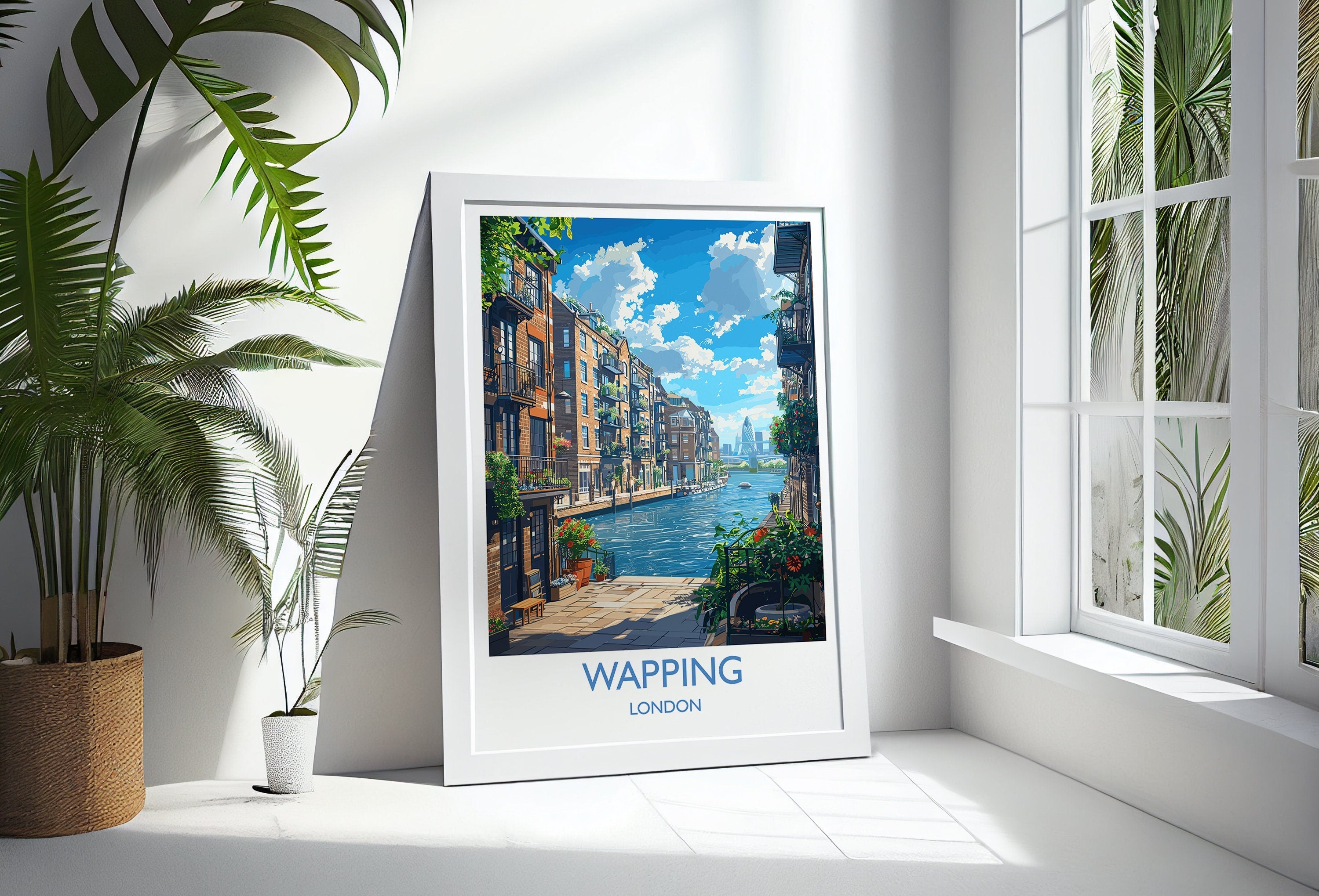 Wapping Travel Poster, Travel Print of Wapping,London Poster, Wapping Art Gift, London Art Lovers UK Travel Gift NQ Media Designs