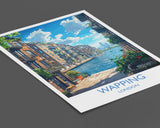 Wapping Travel Poster, Travel Print of Wapping,London Poster, Wapping Art Gift, London Art Lovers UK Travel Gift NQ Media Designs