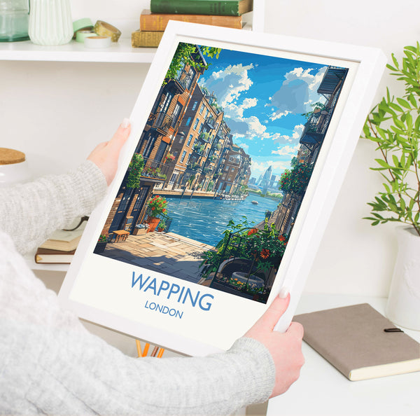 Wapping Travel Poster, Travel Print of Wapping,London Poster, Wapping Art Gift, London Art Lovers UK Travel Gift