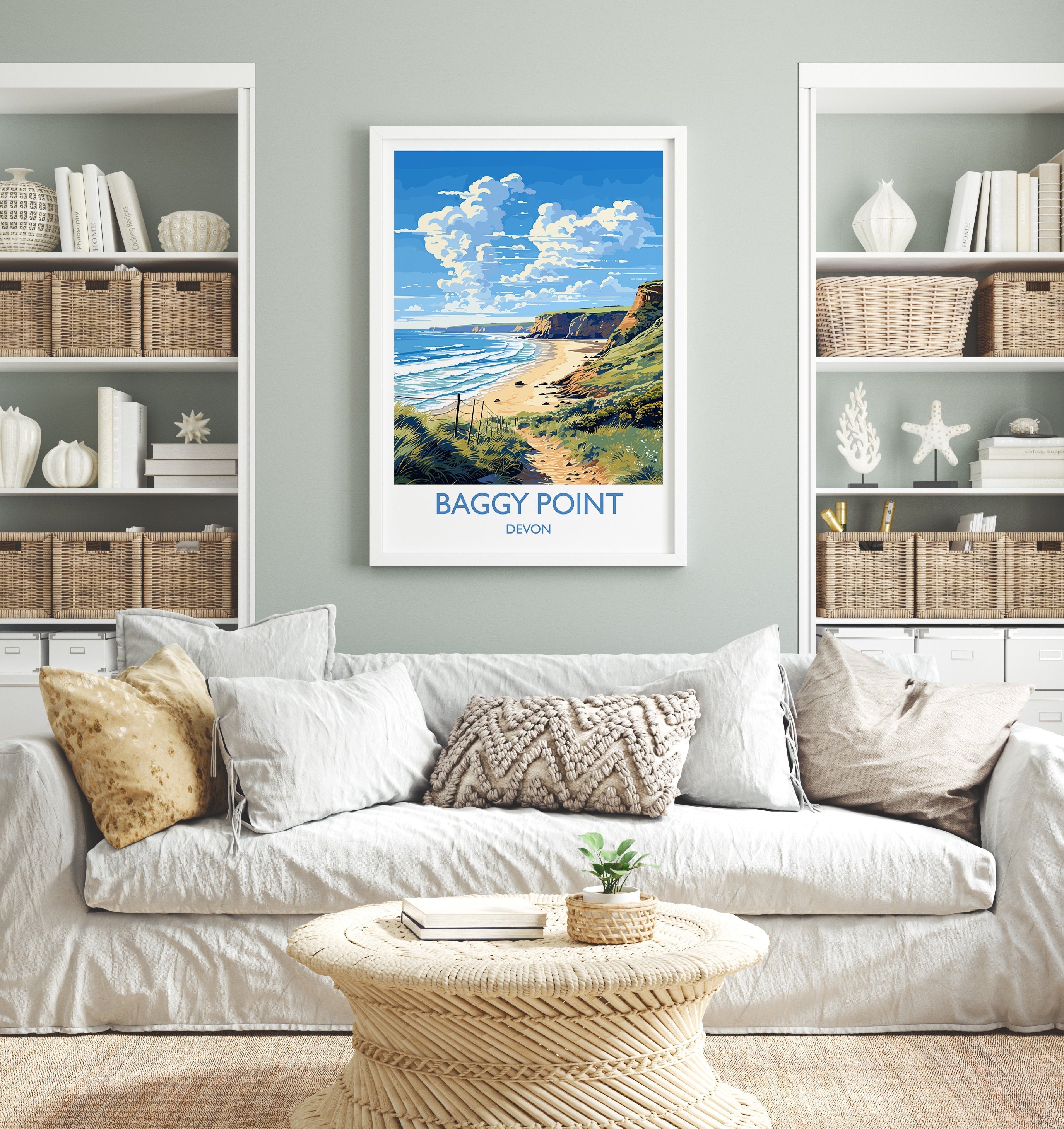 Baggy Point Travel Print Wall Art, Travel Poster of Baggy Point,England, Devon Art Lovers Gift, Travel Art Gift NQ Media Designs