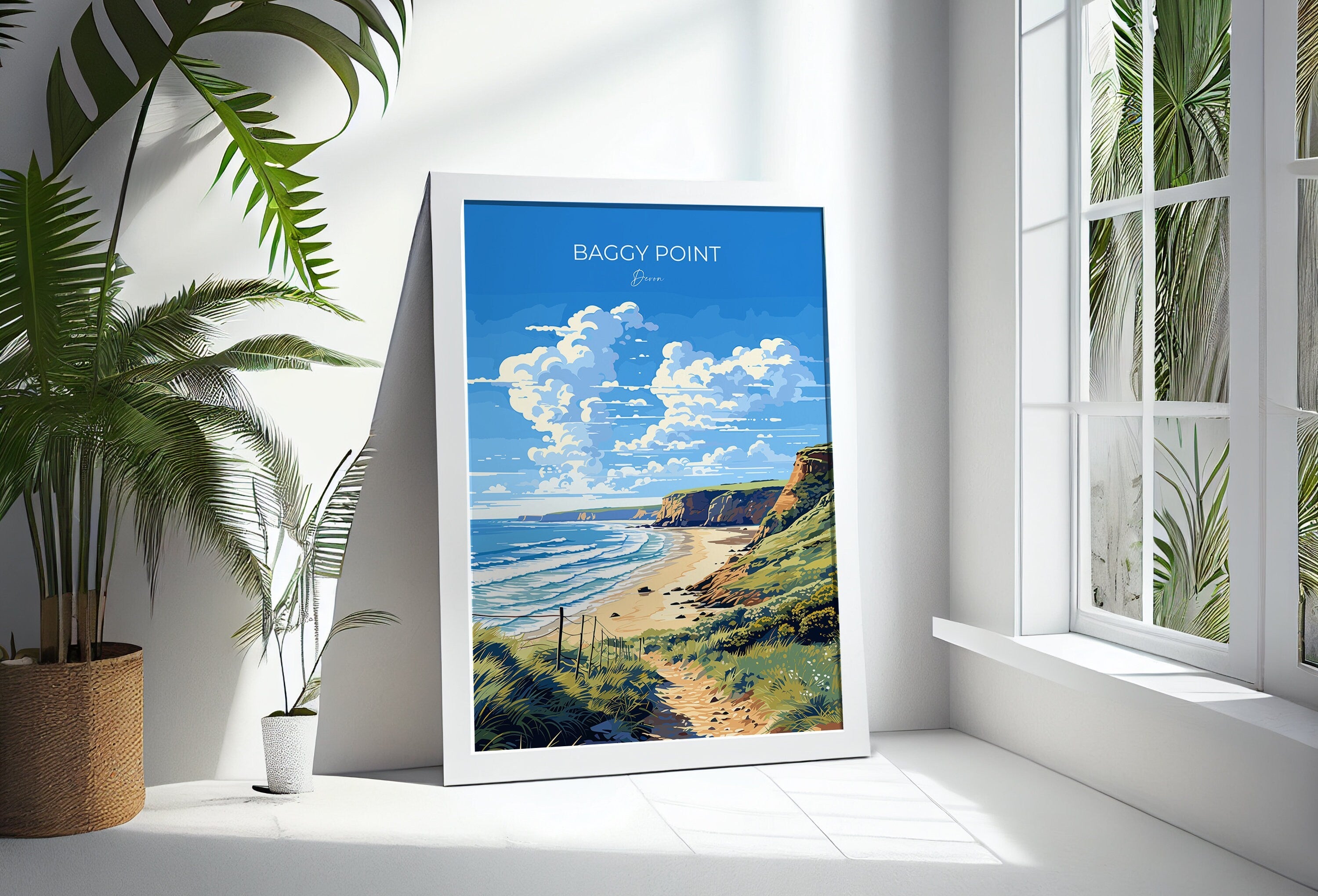 Baggy Point Travel Print Wall Art, Travel Poster of Baggy Point,England, Devon Art Lovers Gift, Travel Art Gift NQ Media Designs