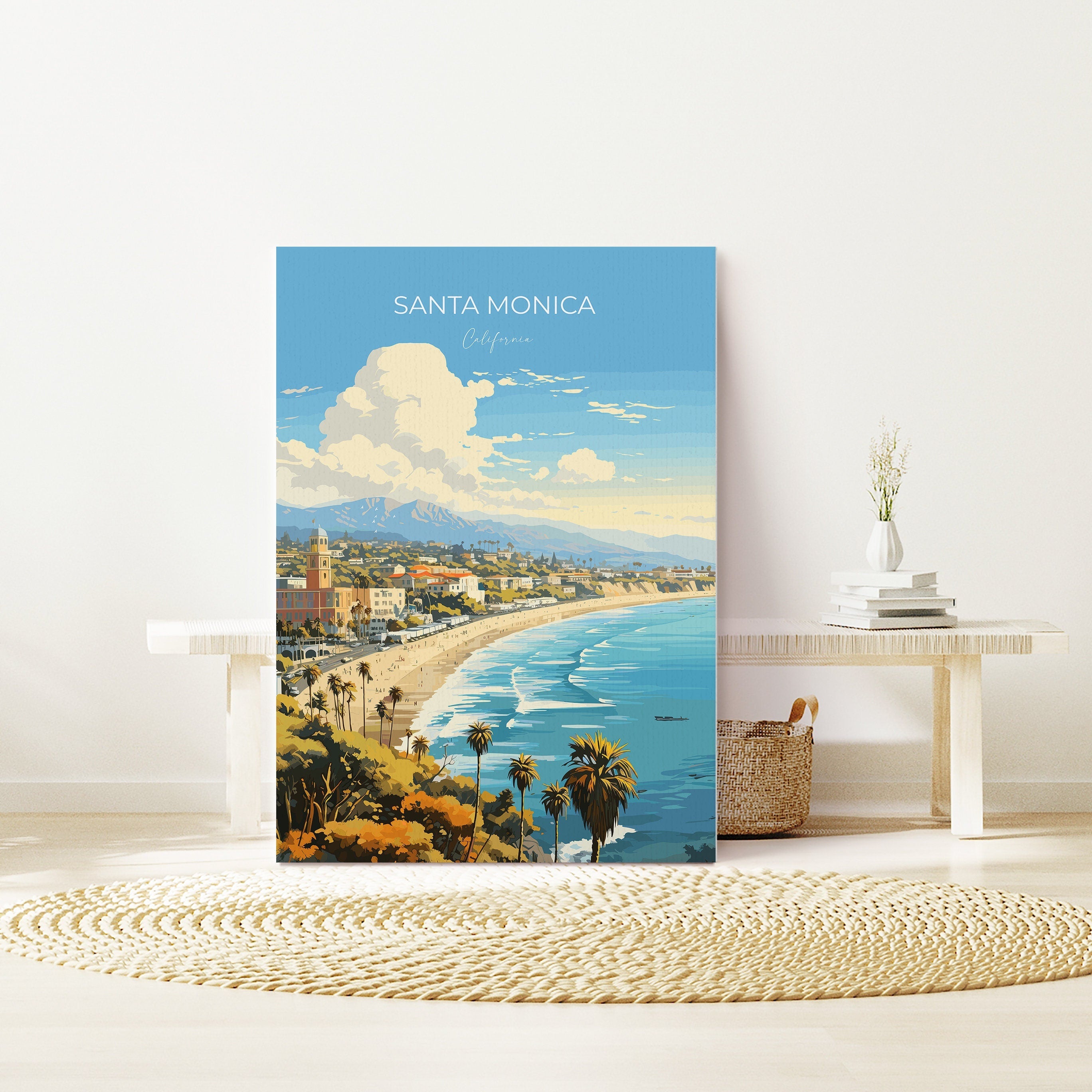 Santa Monica Travel Poster, Travel Print of Santa Monica, California, Santa Monica Art Lovers Gift, USA Gift, Wall Art Print NQ Media Designs