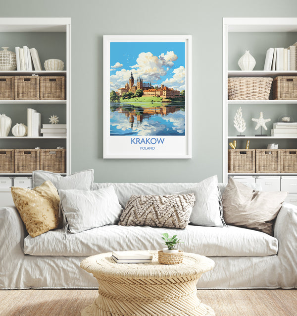Krakow Travel Print, Travel Poster of Krakow, Poland Poster, Krakow Art Gift, Poland Art Lovers Travel Gift