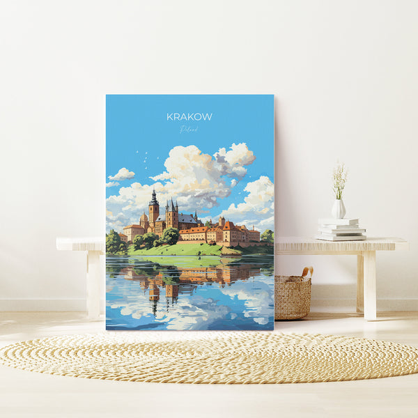Krakow Travel Print, Travel Poster of Krakow, Poland Poster, Krakow Art Gift, Poland Art Lovers Travel Gift
