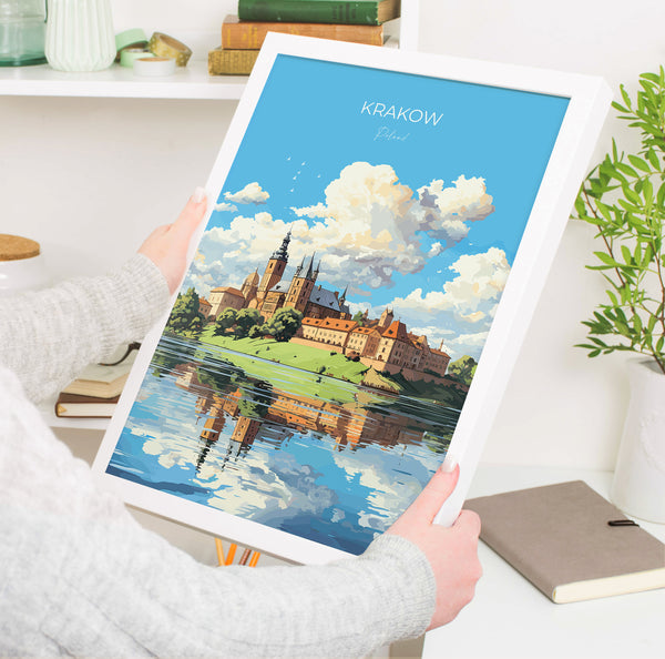 Krakow Travel Print, Travel Poster of Krakow, Poland Poster, Krakow Art Gift, Poland Art Lovers Travel Gift