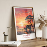 Kruger Travel Print, Travel Poster of Kruger, Kruger Sunset Art Lovers Gift, South Africa Art Gift, Wall Art Print NQ Media Designs