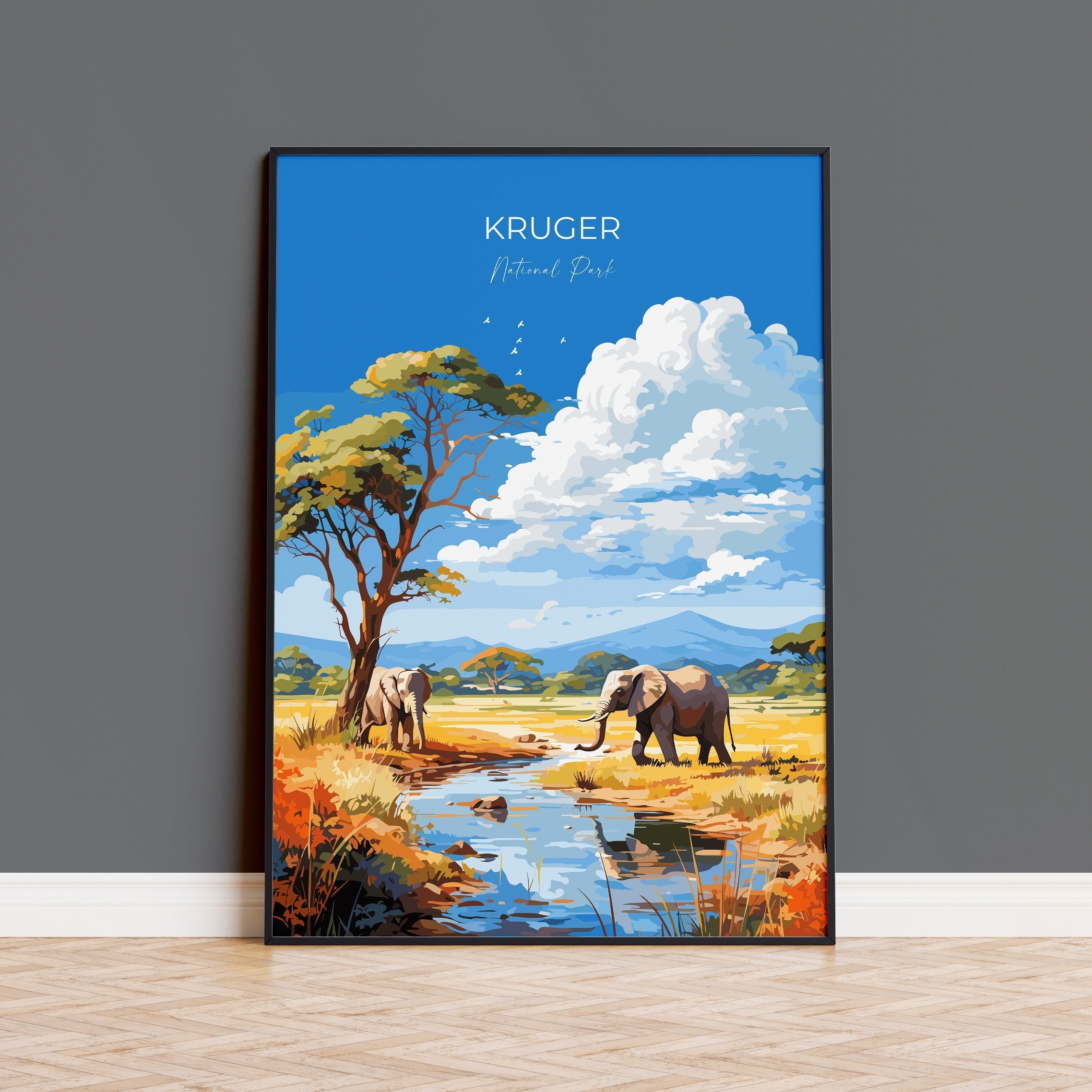 Kruger Travel Print, Travel Poster of Kruger, Kruger Art Lovers Gift, South Africa Art Gift, Wall Art Print NQ Media Designs