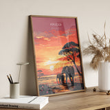 Kruger Travel Print, Travel Poster of Kruger, Kruger Sunset Art Lovers Gift, South Africa Art Gift, Wall Art Print NQ Media Designs
