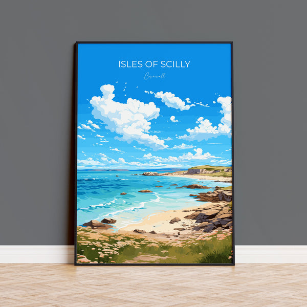 Isles of Scilly Travel Poster, Travel Print of Isles of Scilly, England, Cornwall Art, Isles of Scilly Art Lovers Gift, Wall Art Print