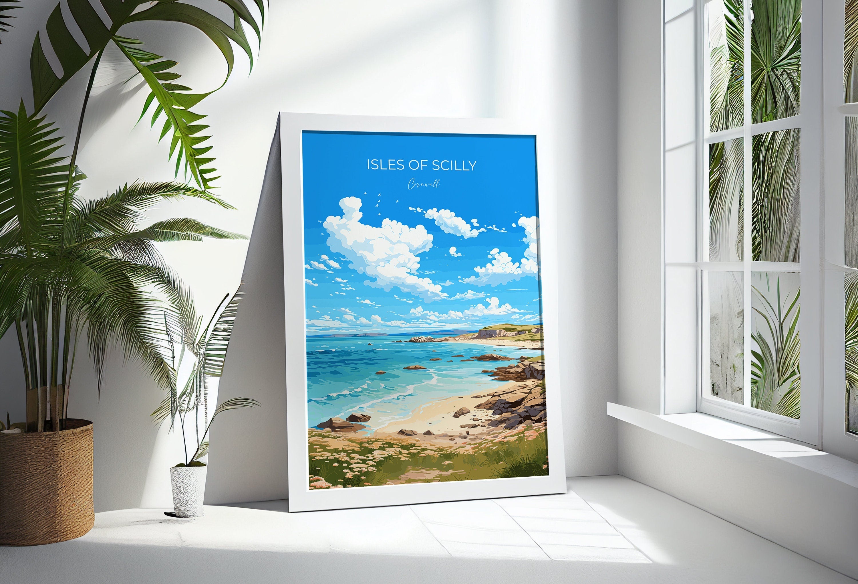 Isles of Scilly Travel Poster, Travel Print of Isles of Scilly, England, Cornwall Art, Isles of Scilly Art Lovers Gift, Wall Art Print NQ Media Designs