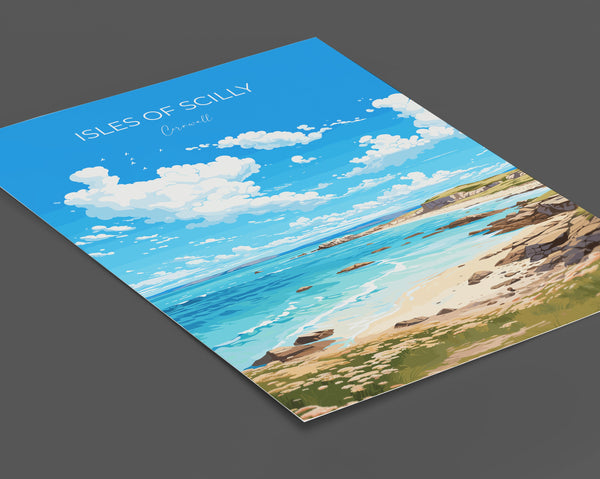 Isles of Scilly Travel Poster, Travel Print of Isles of Scilly, England, Cornwall Art, Isles of Scilly Art Lovers Gift, Wall Art Print