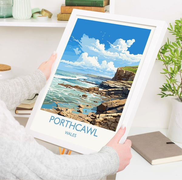 Porthcawl Travel Print Wall Art, Porthcawl Travel Poster, Wales, Welsh Art, Porthcawl Art lovers Gift, Wall Art Print