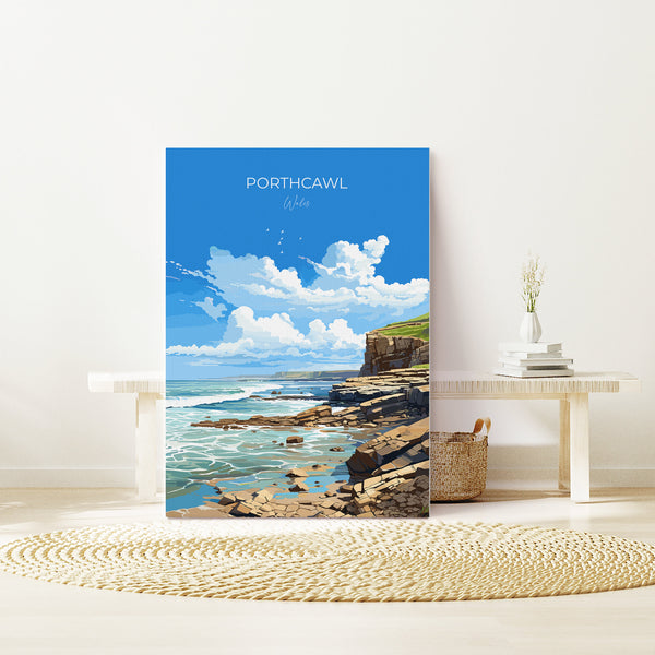 Porthcawl Travel Poster Wall Art, Porthcawl Travel Print, Wales, Welsh Art, Porthcawl Art lovers Gift, Wall Art Print