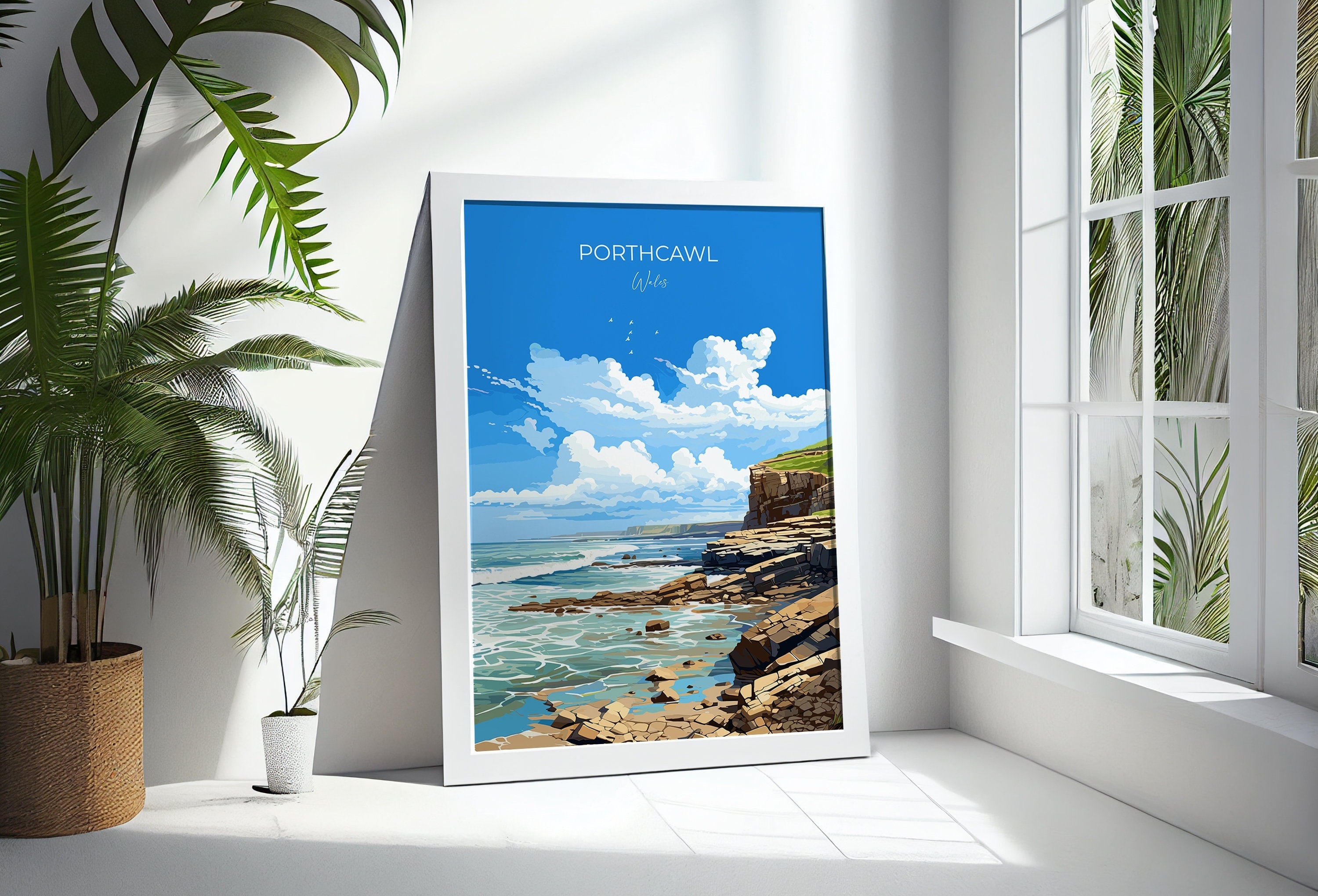 Porthcawl Travel Poster Wall Art, Porthcawl Travel Print, Wales, Welsh Art, Porthcawl Art lovers Gift, Wall Art Print NQ Media Designs