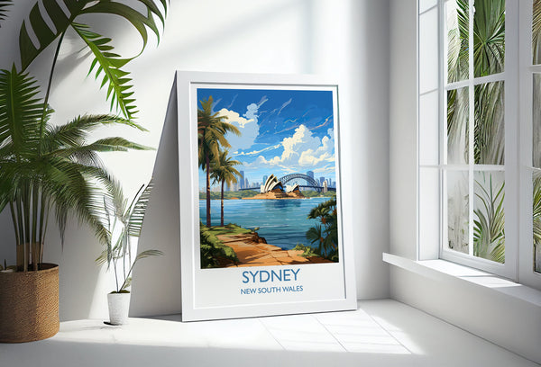 Sydney Travel Poster, Travel Print of Sydney, New South Wales Art, Australia Art Lovers Gift, Sydney Wall Art
