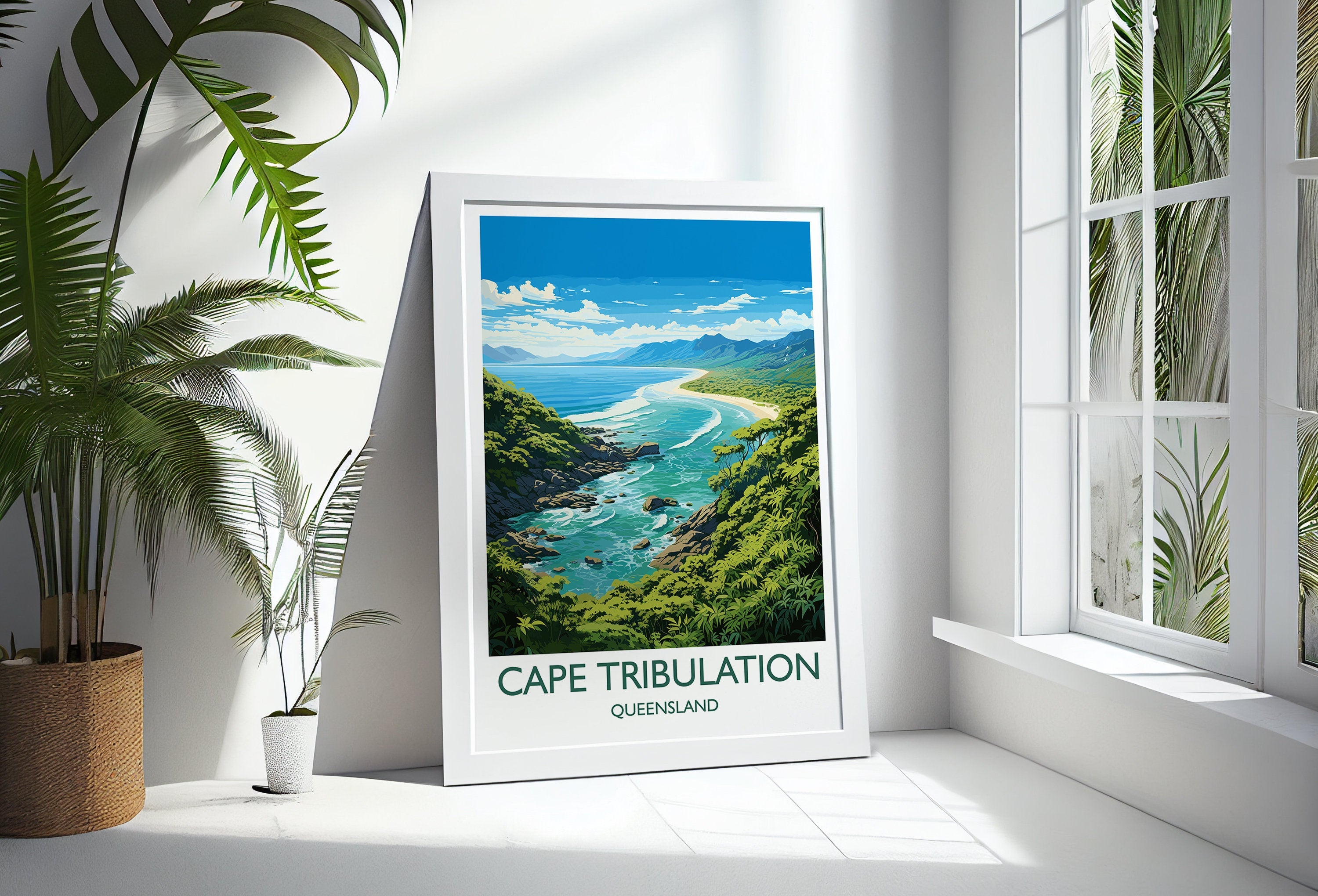 Cape Tribulation Travel Poster, Travel Print of Cape Tribulation, Queensland Art, Australia Art Lovers Gift, Cape Tribulation Wall Art NQ Media Designs
