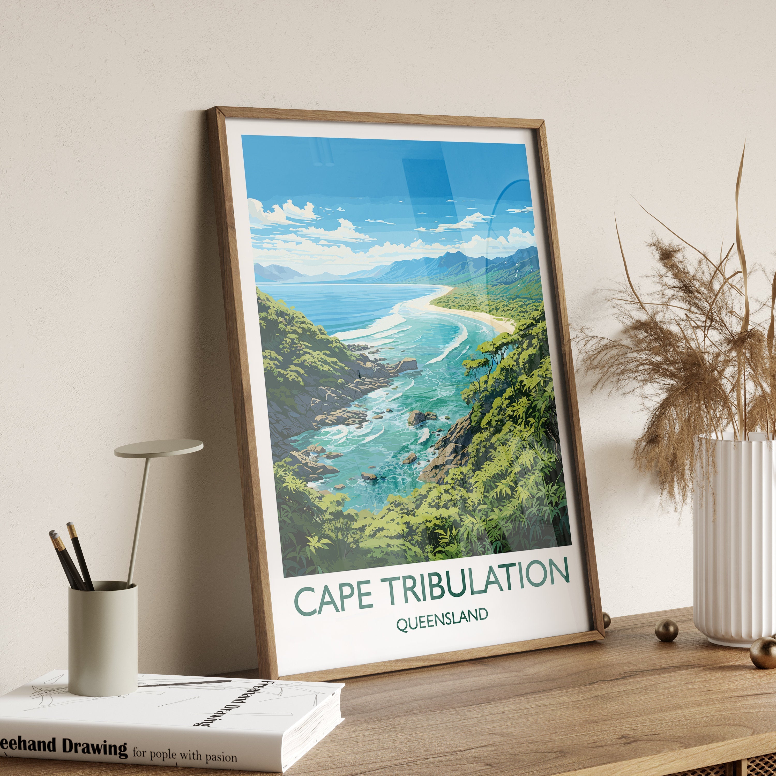 Cape Tribulation Travel Poster, Travel Print of Cape Tribulation, Queensland Art, Australia Art Lovers Gift, Cape Tribulation Wall Art NQ Media Designs