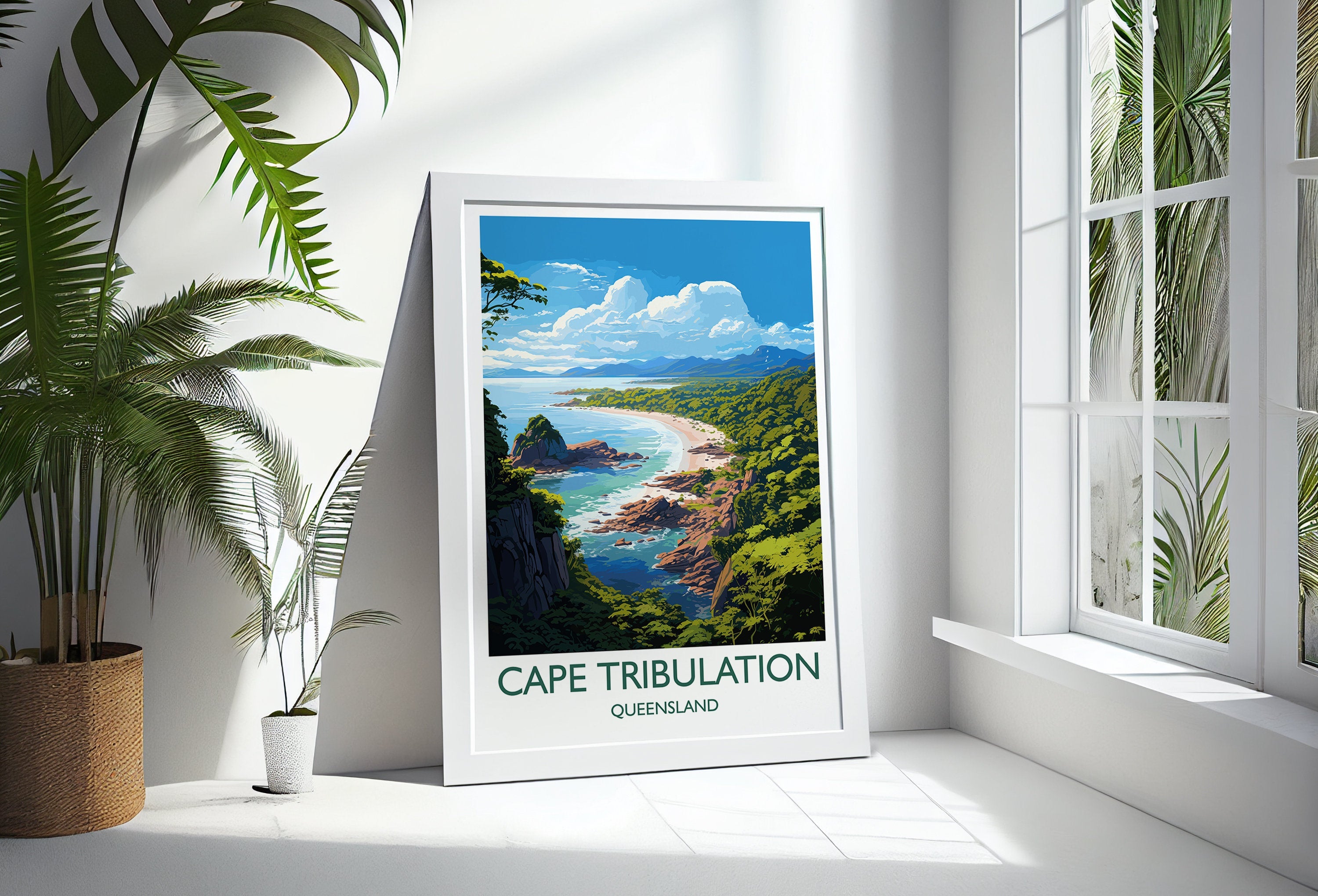 Cape Tribulation Travel Print, Travel Poster of Cape Tribulation, Queensland Art, Australia Art Lovers Gift, Cape Tribulation Wall Art NQ Media Designs