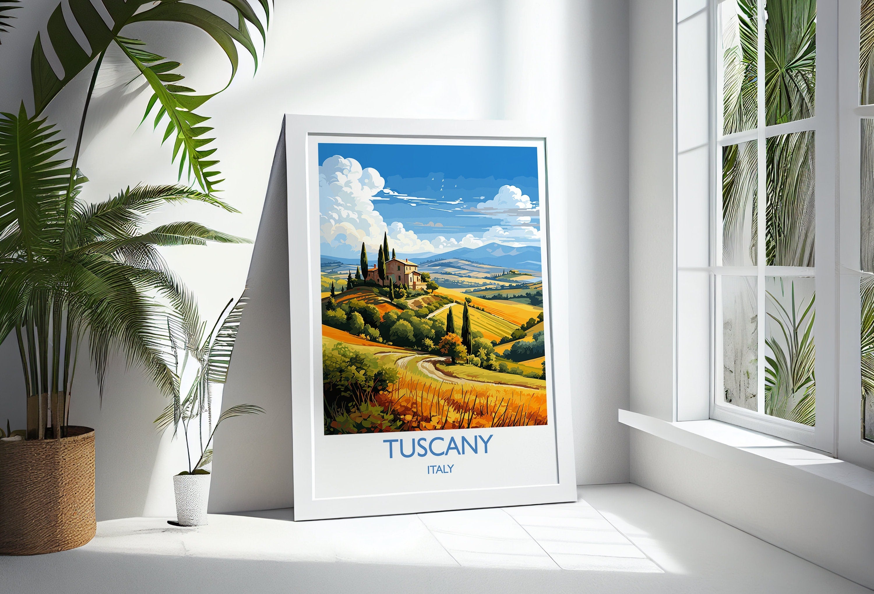 Tuscany Travel Poster Wall Art, Travel Print of Tuscany, Tuscany Art Lovers Gift,Italy Art Gift NQ Media Designs