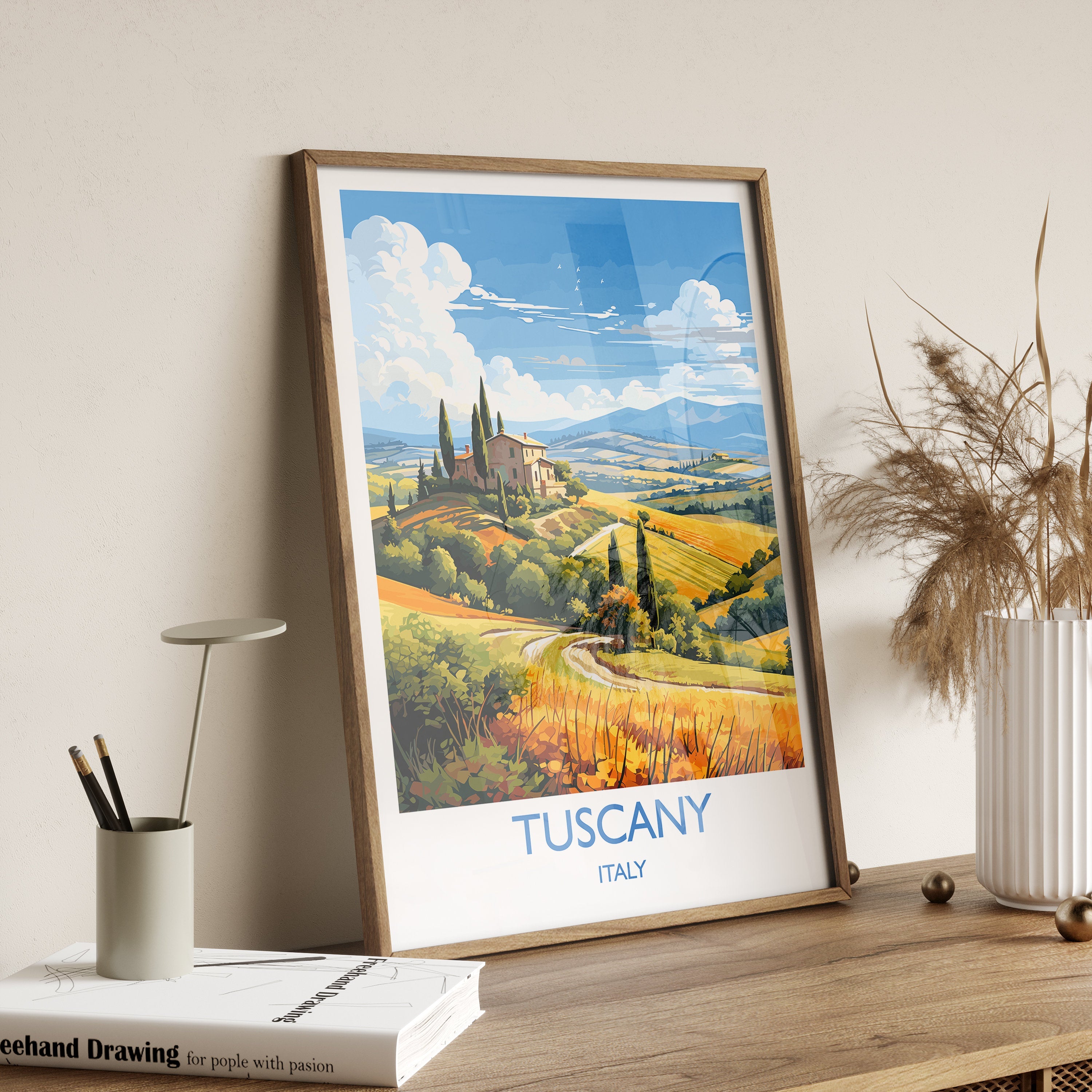 Tuscany Travel Poster Wall Art, Travel Print of Tuscany, Tuscany Art Lovers Gift,Italy Art Gift NQ Media Designs