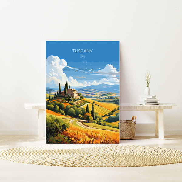 Tuscany Travel Poster Wall Art, Travel Print of Tuscany, Tuscany Art Lovers Gift,Italy Art Gift