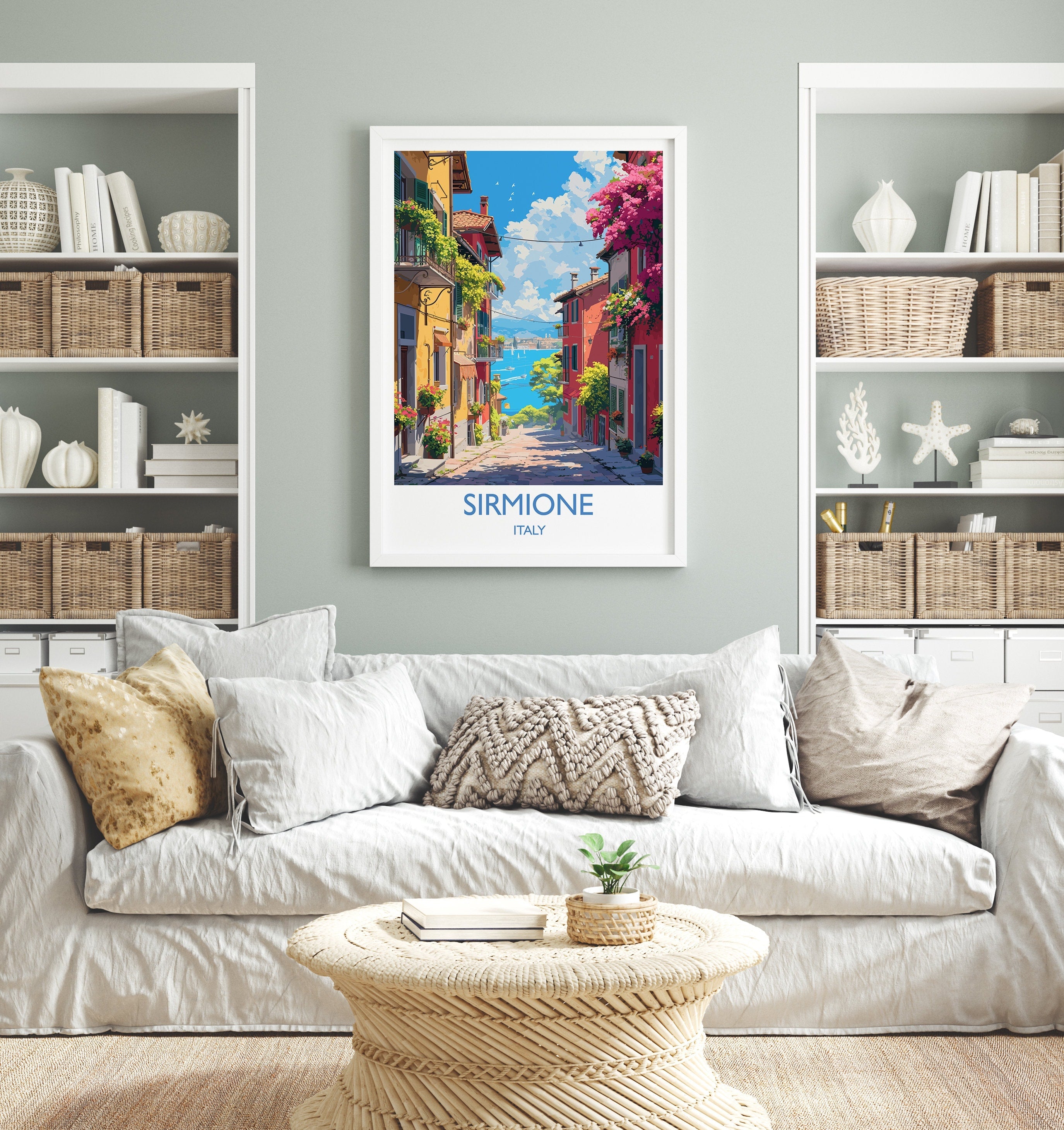 Sirmione Travel Poster Wall Art, Travel Print of Lake Garda, Sirmione Art Lovers Gift, Italy, Italian Lakes Art Gift NQ Media Designs