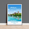 Pembroke Travel Print, Travel Poster of Pembroke, Wales, Pembrokeshire Art Gift, Wales Art Lovers Gift, Wall Art Print