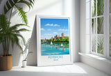 Pembroke Travel Print, Travel Poster of Pembroke, Wales, Pembrokeshire Art Gift, Wales Art Lovers Gift, Wall Art Print NQ Media Designs