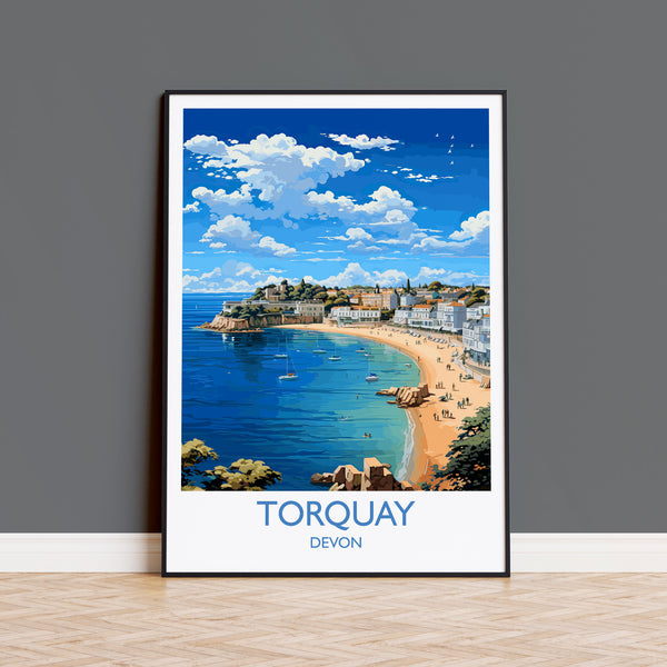 Torquay Print Wall Art, Travel Poster of Torquay, England, Devon Art Gift, Torquay Art Lovers Gift, England Wall Art Print