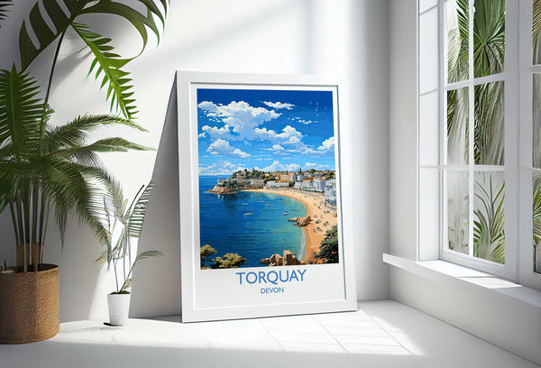 Torquay Print Wall Art, Travel Poster of Torquay, England, Devon Art Gift, Torquay Art Lovers Gift, England Wall Art Print