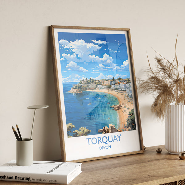 Torquay Print Wall Art, Travel Poster of Torquay, England, Devon Art Gift, Torquay Art Lovers Gift, England Wall Art Print