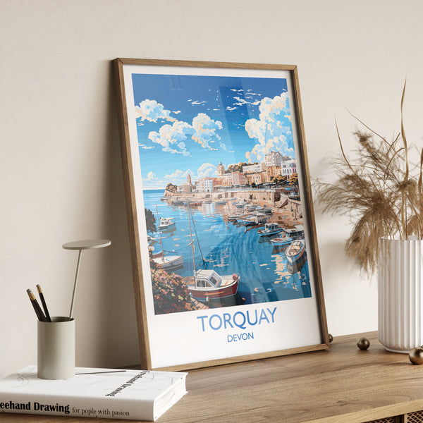 Torquay Print Wall Art, Travel Poster of Torquay, England, Devon Art Gift, Torquay Art Lovers Gift, England Wall Art Print