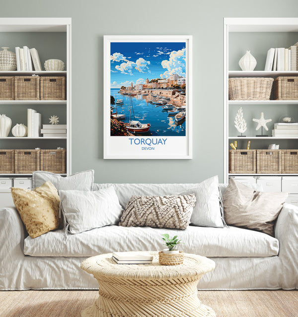 Torquay Print Wall Art, Travel Poster of Torquay, England, Devon Art Gift, Torquay Art Lovers Gift, England Wall Art Print