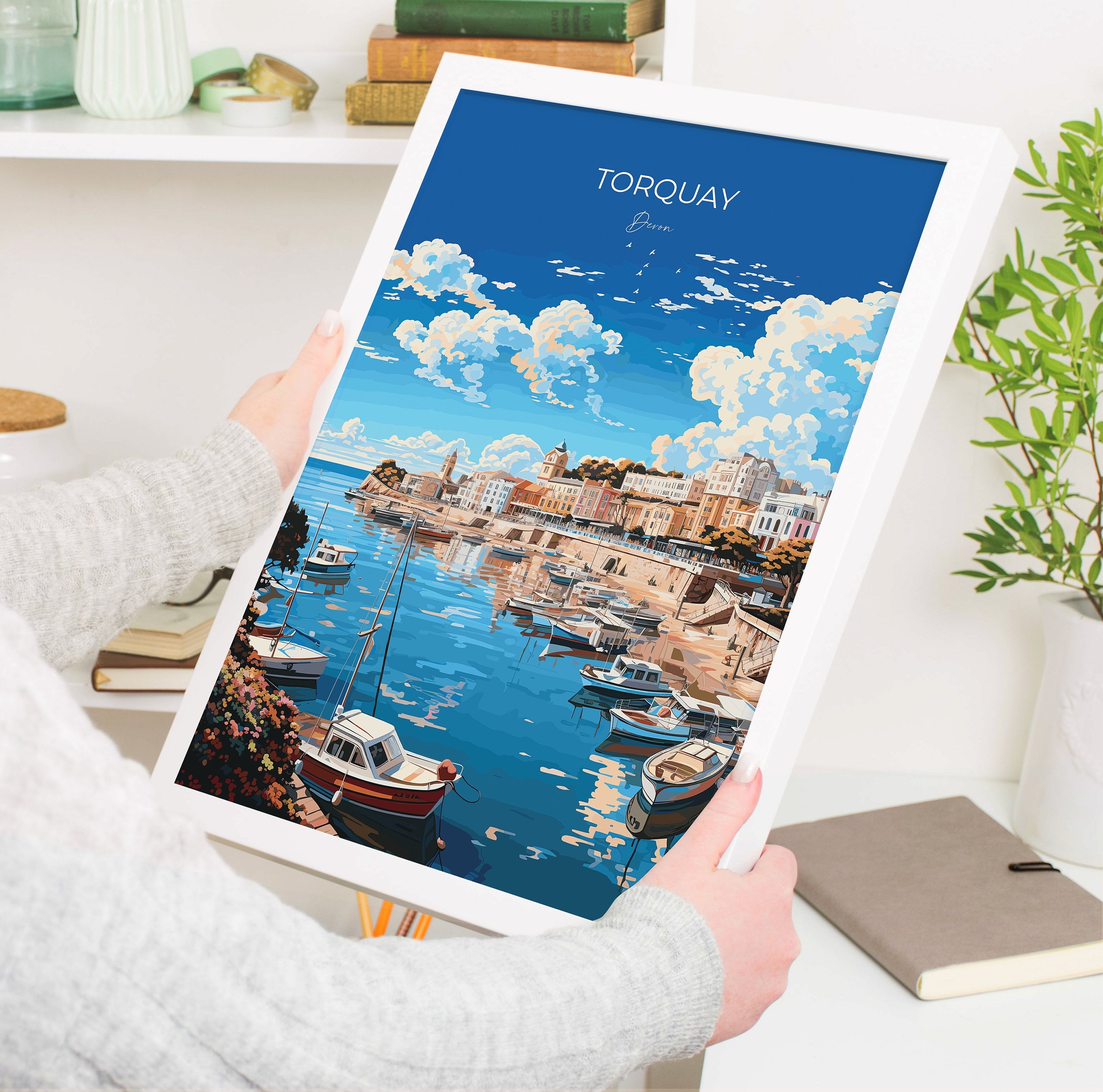 Torquay Poster Wall Art, Travel Print of Torquay, England, Devon Art Gift, Torquay Art Lovers Gift, England Wall Art Print NQ Media Designs