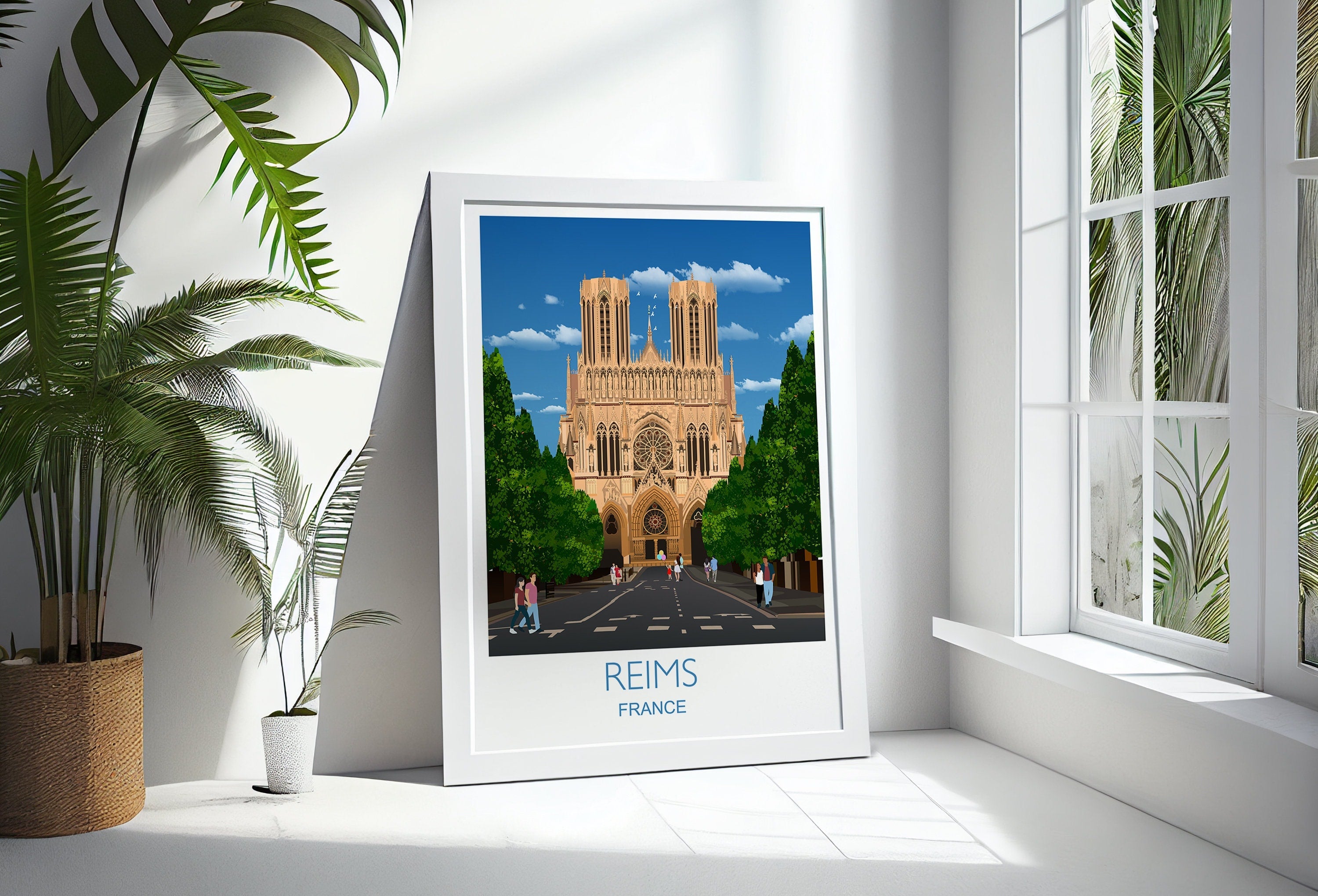 Reims Travel Print, Travel Poster of Reims, France, Reims Art Lovers Gift, France City Wall Art Print NQ Media Designs