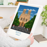Reims Travel Print, Travel Poster of Reims, France, Reims Art Lovers Gift, France City Wall Art Print NQ Media Designs