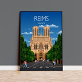 Reims Travel Poster, Travel Print of Reims, France, Reims Art Lovers Gift, France City Wall Art Print NQ Media Designs