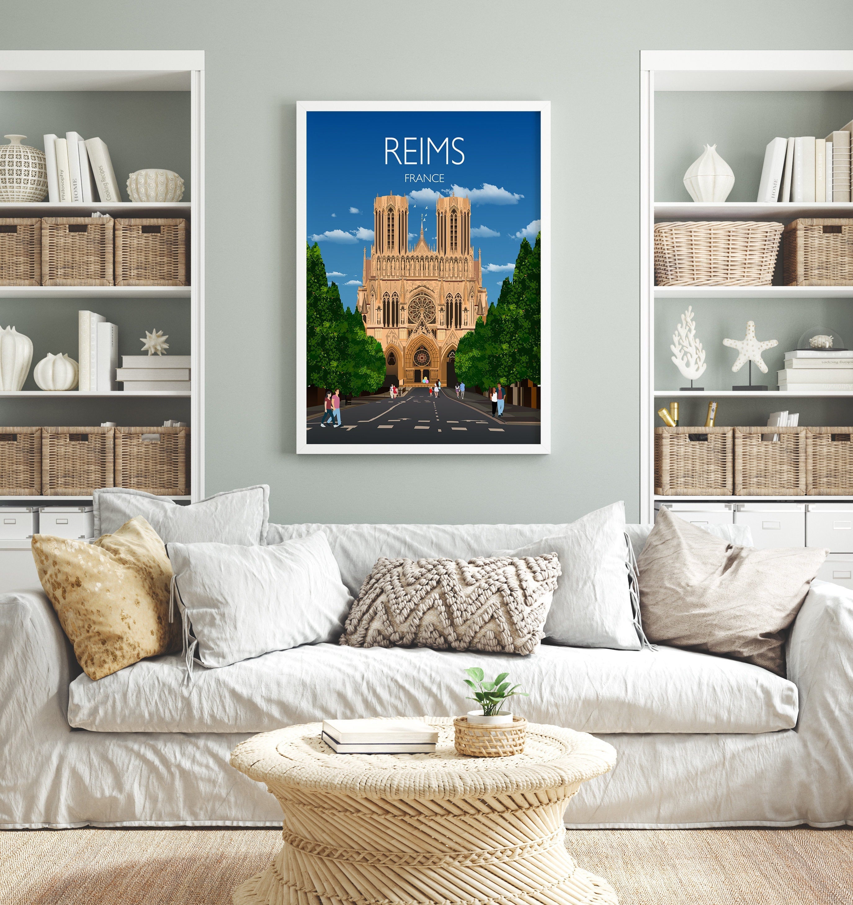 Reims Travel Poster, Travel Print of Reims, France, Reims Art Lovers Gift, France City Wall Art Print NQ Media Designs