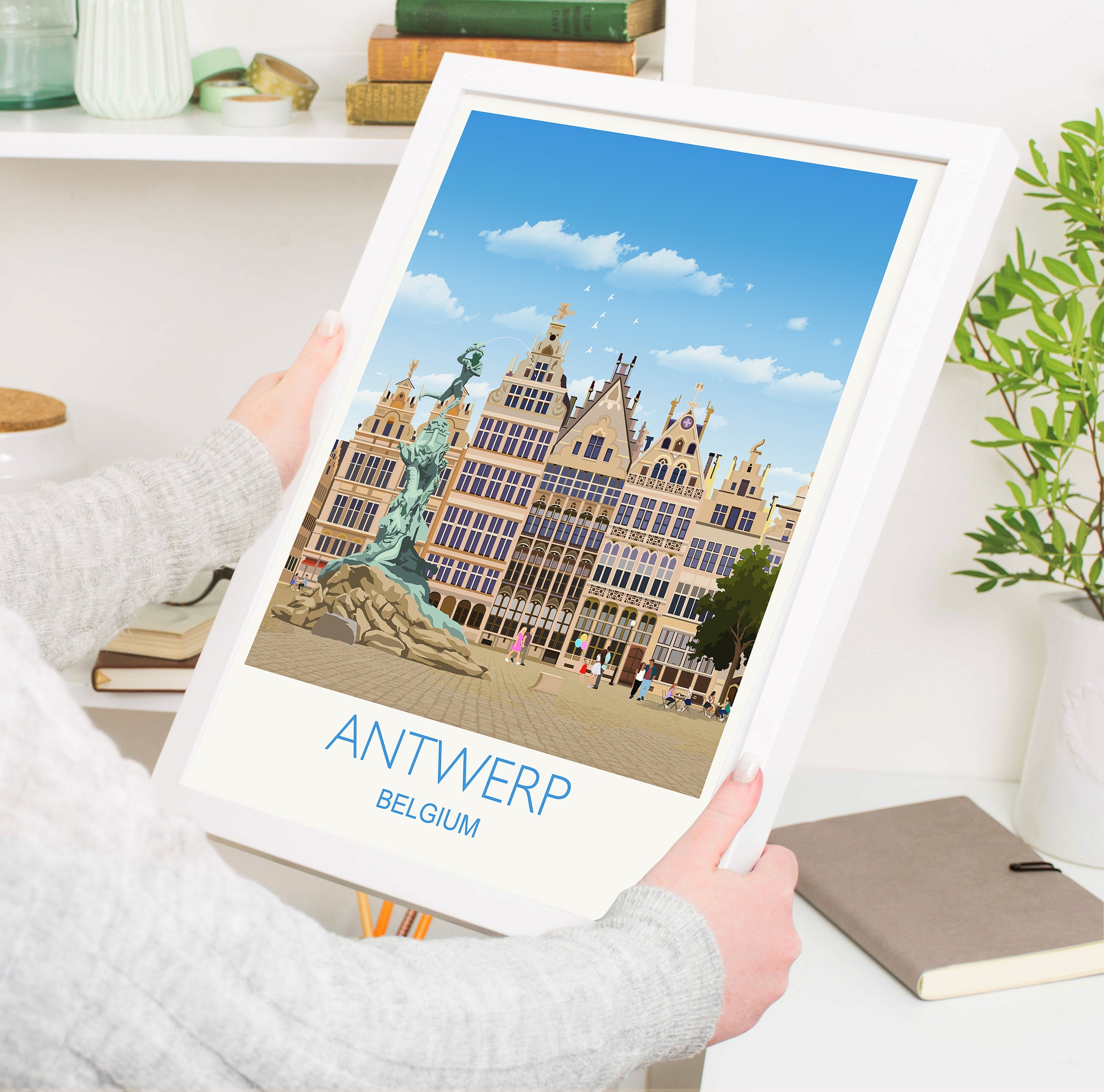 Antwerp Travel Print, Travel Poster of Antwerp , Belgium, Antwerp Art Lovers Gift, Belgium City Wall Art Print NQ Media Designs