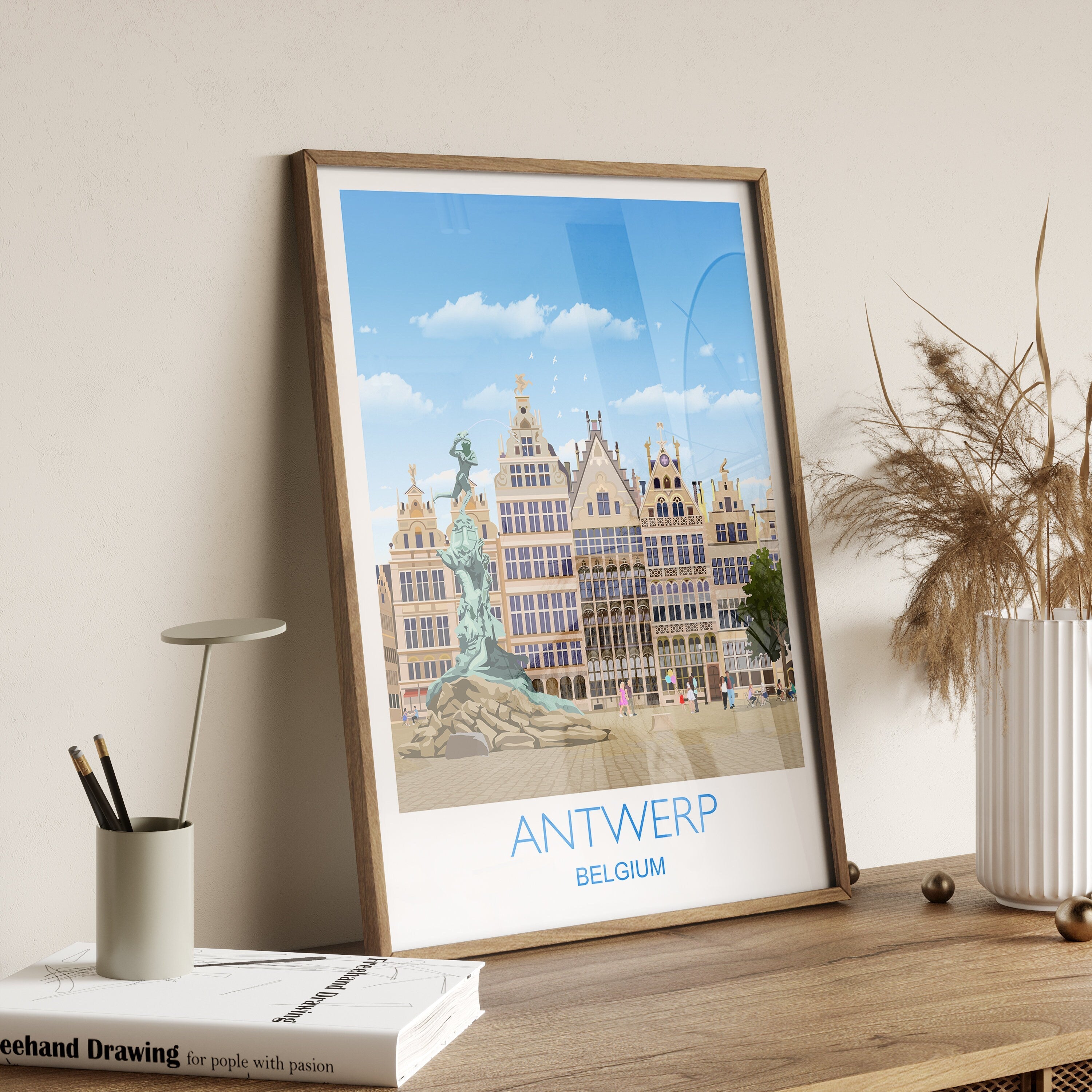 Antwerp Travel Print, Travel Poster of Antwerp , Belgium, Antwerp Art Lovers Gift, Belgium City Wall Art Print NQ Media Designs