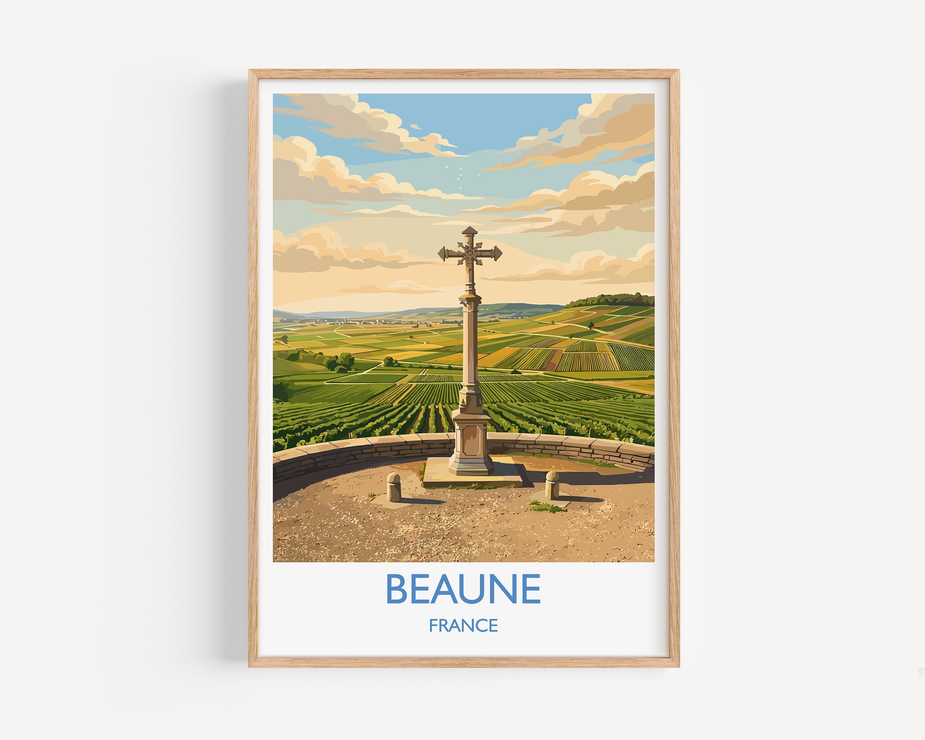 Beaune France Travel Poster: Vintage Burgundy Vineyard Wall Art Inspired by French Wine Country