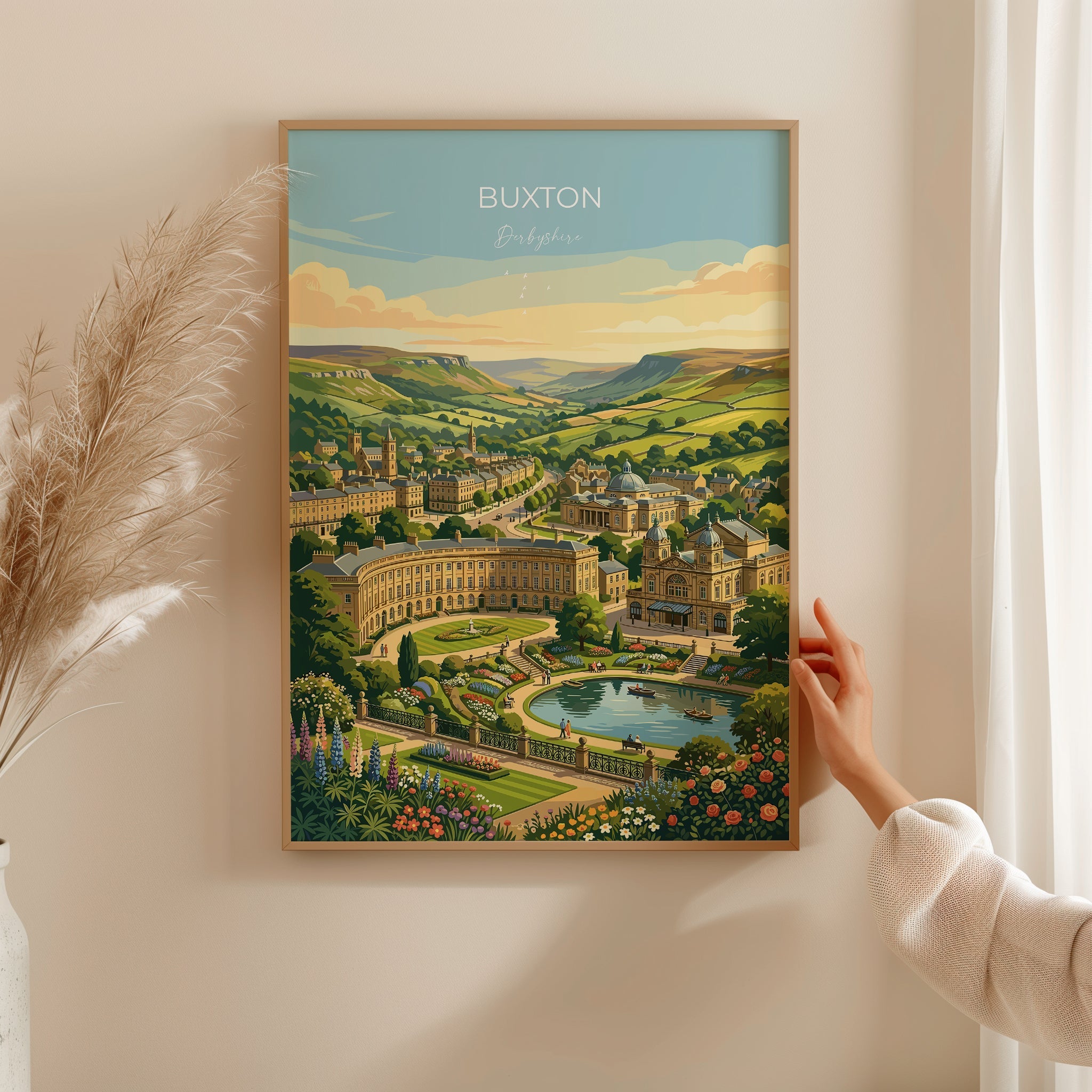 Buxton Derbyshire Travel Print: A Vintage-Style Celebration of the Peak District’s Elegant Spa Town