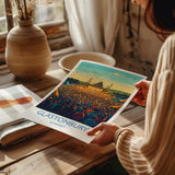 Glastonbury Travel Print, Travel Poster of Glastonbury, Somerset, England, Glastonbury Art, Festival Art Gift, Somerset Wall Art Print NQ Media Designs
