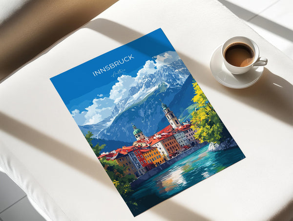Innsbruck Wall Art Travel Print, Travel Poster of Innsbruck, City Poster, Innsbruck Art Gift, Austria Art Travel Lovers Gift