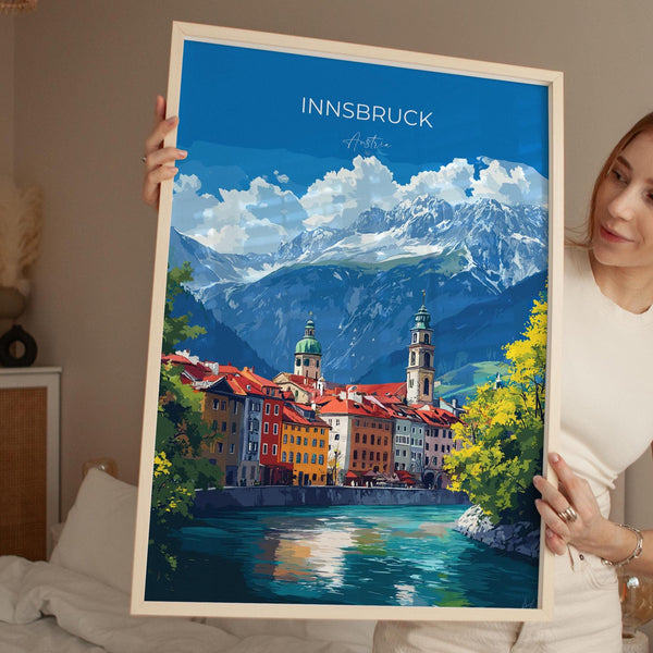Innsbruck Wall Art Travel Print, Travel Poster of Innsbruck, City Poster, Innsbruck Art Gift, Austria Art Travel Lovers Gift