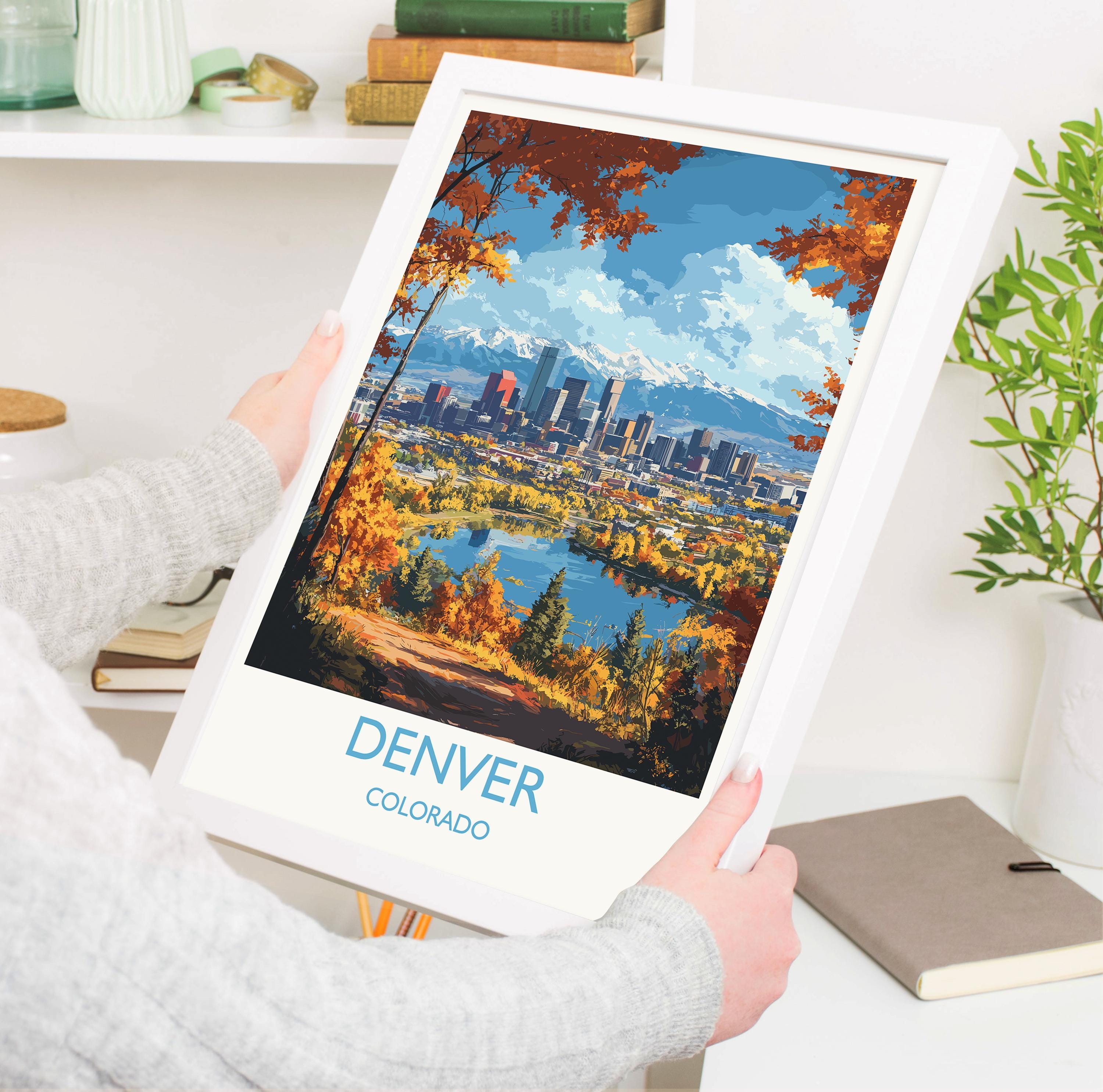 Denver Travel Poster Wall Art, Travel Print of Denver, Colorado, USA, Denver Art Lovers Gift NQ Media Designs